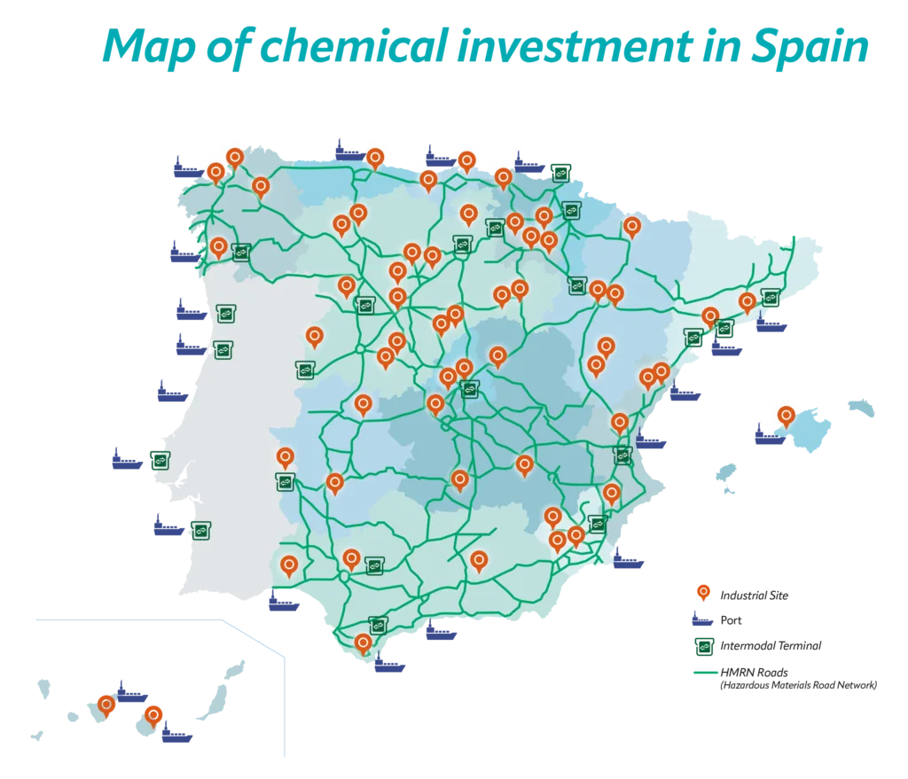 Spain - Landscape of the European Chemical Industry Map Chemical Investment